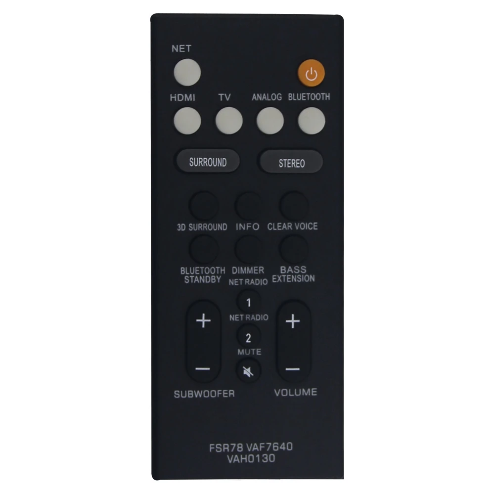 

Remote Control Replacement FSR78 VAF7640 for Yamaha Sound Bar Speaker ATS-1080 YAS-108 ATS1080 YAS108