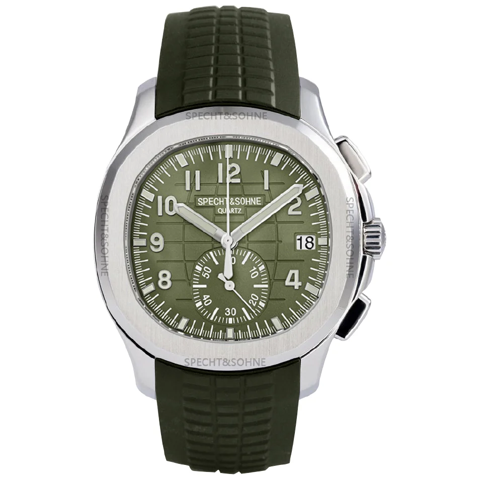 

Luxury Top Brand New Men;s Watches Green Rubber Strap Quartz Sport Watch Japan Chronograph Men Clock Reloj Hombre Waterproof