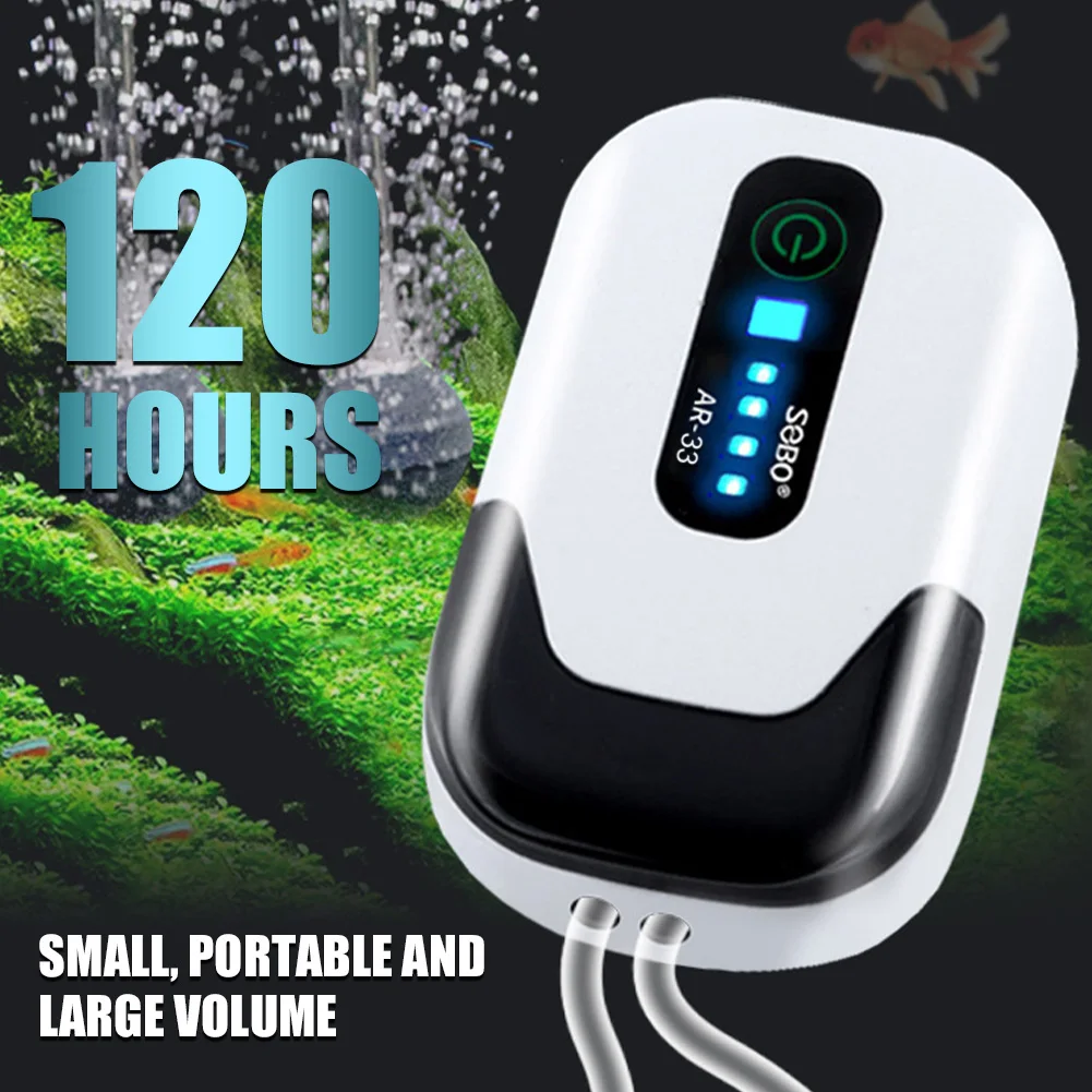 

Ultra Silent Fish Tank Air Pump 3.5W 3L/min AR-33 Aqaurium Air Pump Dual Output Oxygen Pump 120Hrs with Air Tube Air Stone