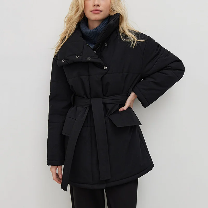 Solid Colour Standing Collar Cotton Clothing Women's Oversized Thickened Bread Coat 2022 New Winter Warm Windproof Jacket
