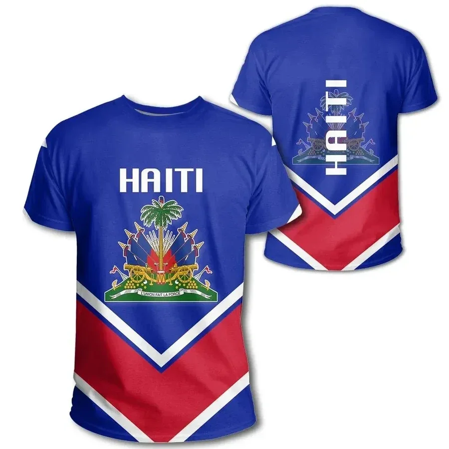 

Country Emblem Flag Caribbean Sea Haiti Island Retro Streetwear 3DFunny Casual Short Sleeve T-Shirts Men/Women XXS-X6L