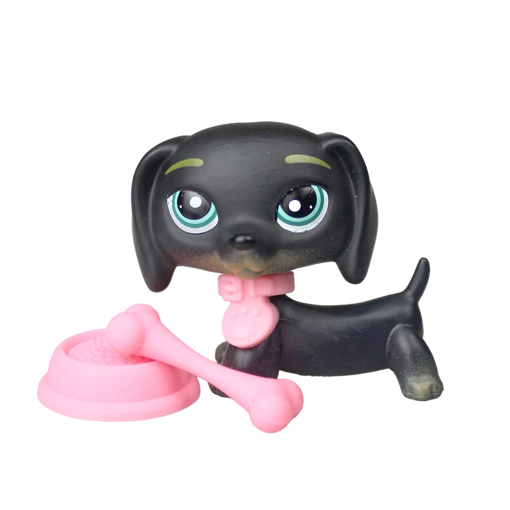 

YASMINE Pet Shop Black Dachshund Dog Puppy Blue Eyes Accessories lps#325