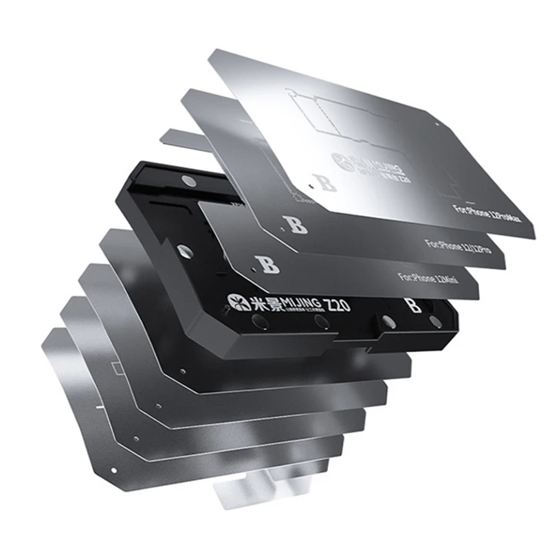 

MiJing Z20 10 IN 1 BGA Reballing Platform for iPhone X-12 Pro Max Motherboard Middle Frame Tin Planting Fixture With Stencil