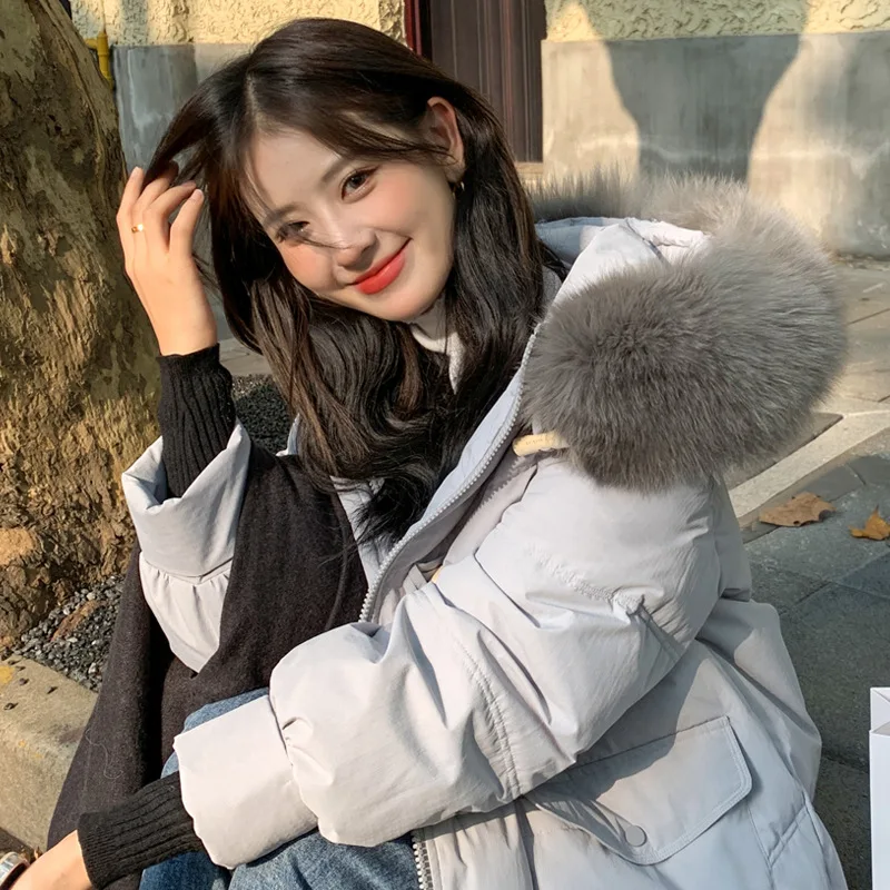 DEODAR White Duckdown Women's Parkas 2022 Winter Oversized Warm Hooded Down Jacket Long Fur Collar Loose Puffer Coat Ladies Snow