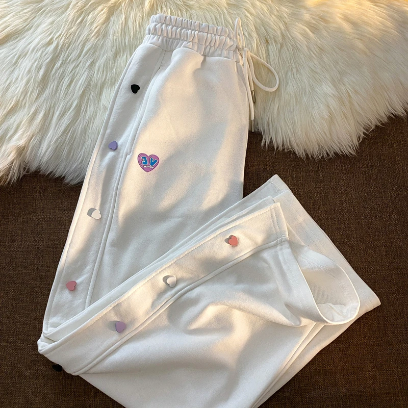 

Повседневные женские брюки, уличный стиль, корейская мода, стрейч, высокая талия, ретро, свободные, широкие, на пуговицах, новинка 2023, летние прямые брюки