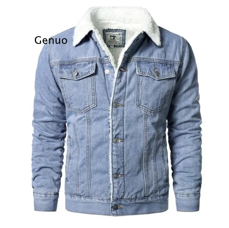 Мужская Повседневная джинсовая куртка светло-голубая облегающая из денима