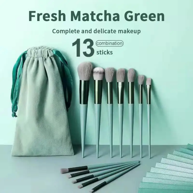 

13PCS Large Makeup Brush Set Fiber Soft Hair Eyeshadow Brush Highlight Loose Powder Blush Brush Makeup Brush With Velvet Bag
