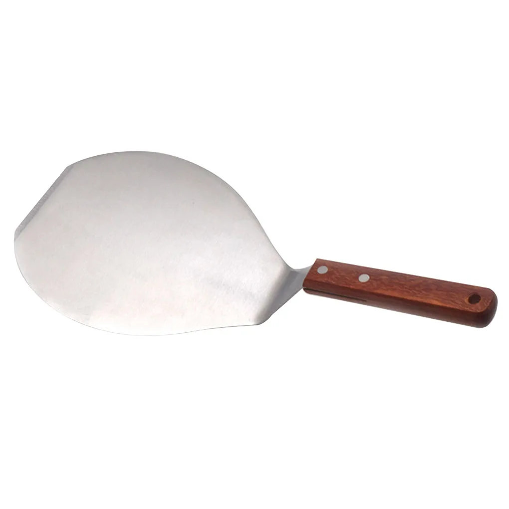 

Лопатка для пиццы из нержавеющей стали, лопатка для поднятия торта, печенья, противень для выпечки, кухонная утварь с деревянной ручкой