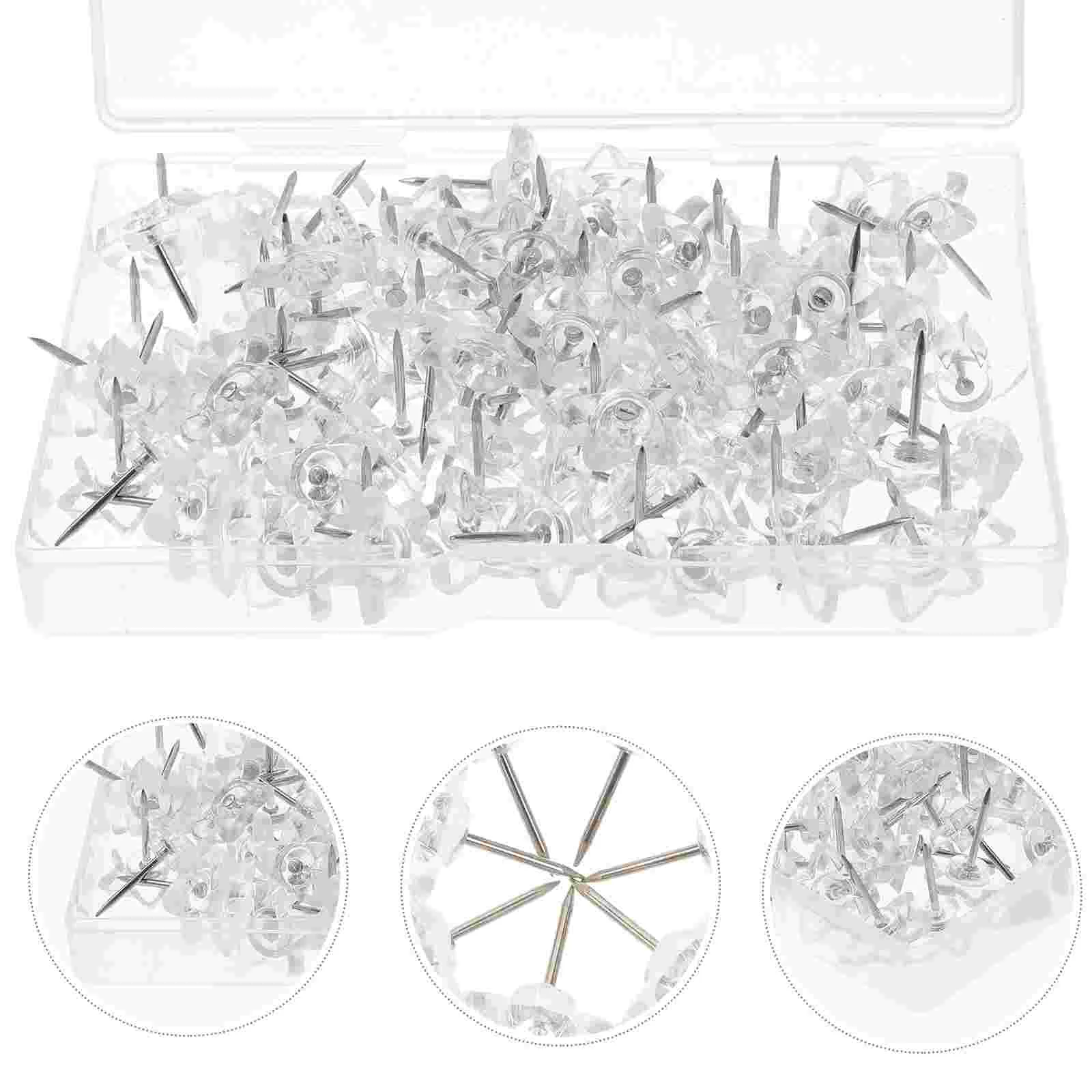 

100 Pcs Accessories Thumbtack Office Whiteboard Flat Clear Map Marking Plastic Star Shaped Tacks