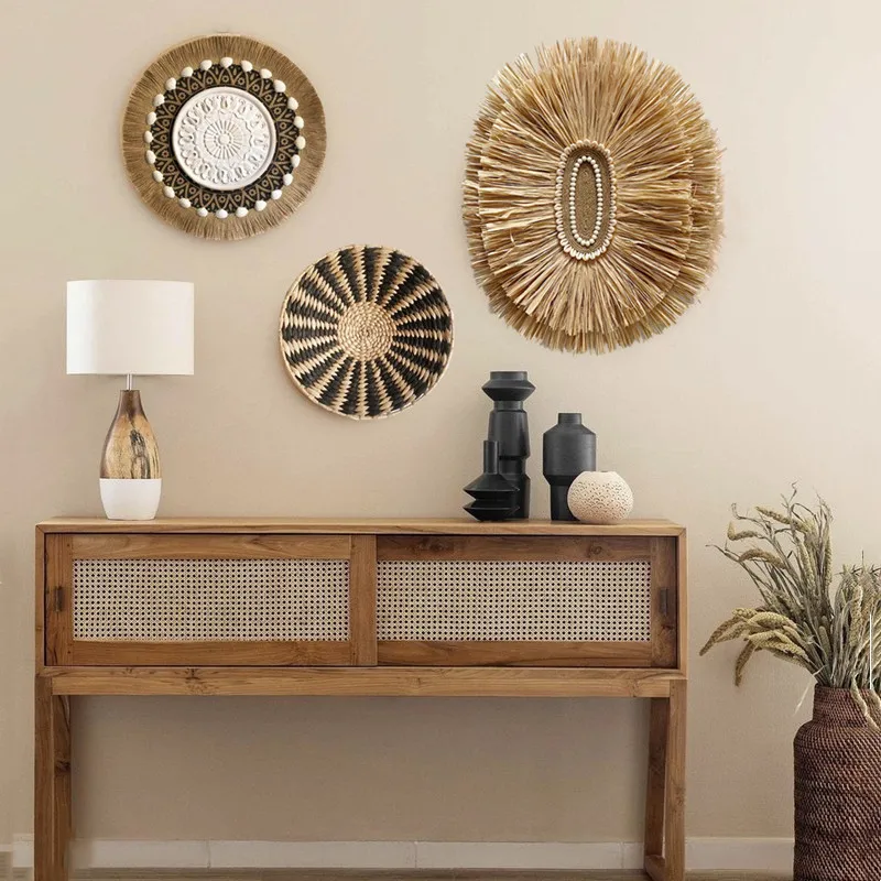 

Rattan Wall Decoration Round Wall Hanging Ornaments Handmade Vine Weaving Outdoor Decor Room Decoration Accessories Farmhouse