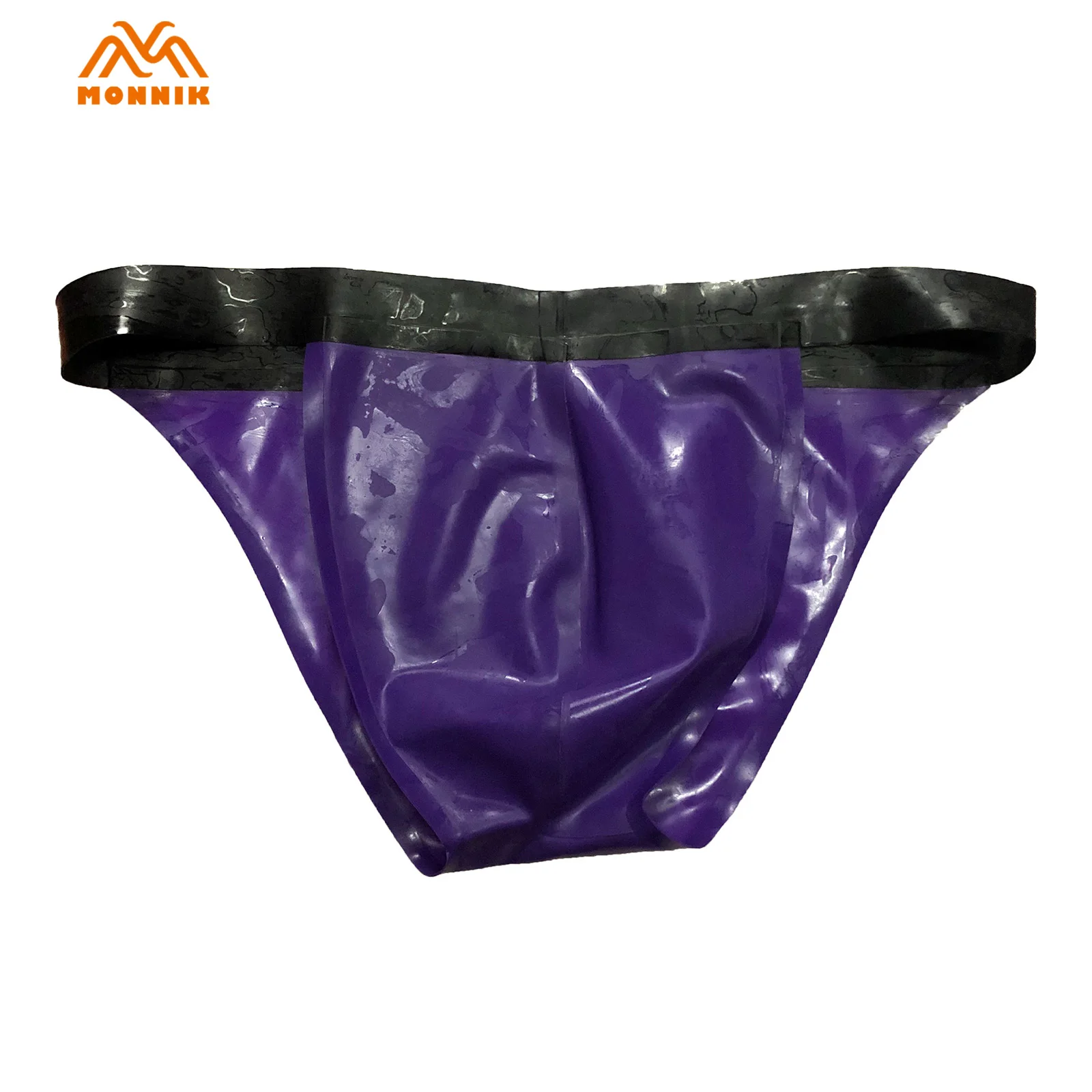 Мужские трусы MONNIK из латекса, фиолетовые и черные, резиновые стринги-шорты, трусики белья, плотные трусы для вечеринок, клубной одежды, боди.