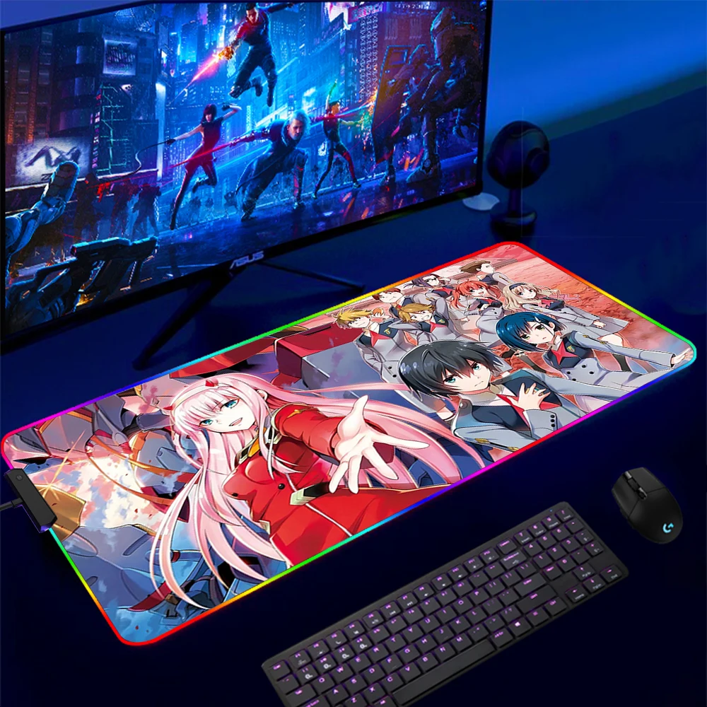 

Custom DIY Pattern Large Anime Darling In The Franxx RGB Hub Gaming Accessory Mouse Pad Zero Two Mousepad LED Light Mausepad