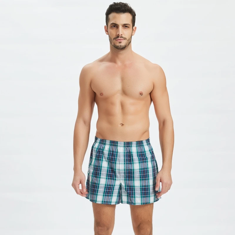 4Pcs Boxer Men's Panties Underwear Man Underpants Homme Boxershorts 100% Cotton Classic Plaid Shorts More Comfortable Panties
