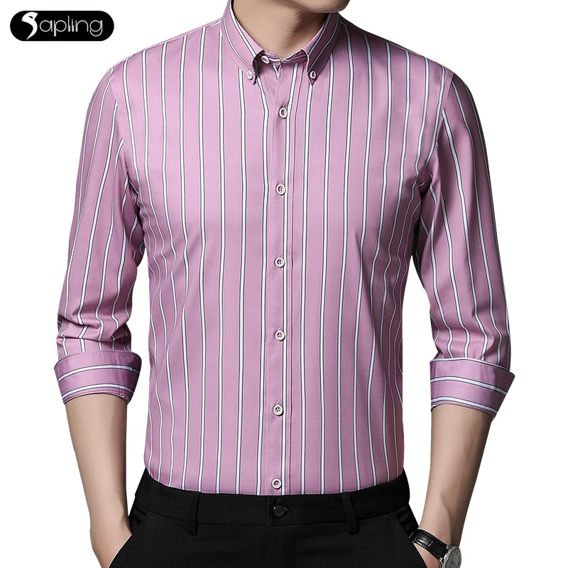 

2022 New Men's Stretch Striped Shirt Men Anti-Wrinkle Shirts Multicolor Slim Long Sleeve Shirt Light Luxury Casual Fashion Tops