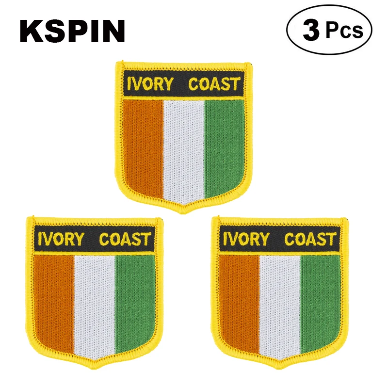 

Ivory Coast Shiled Shape flag patches national flag patches for Cothing DIY Decoration