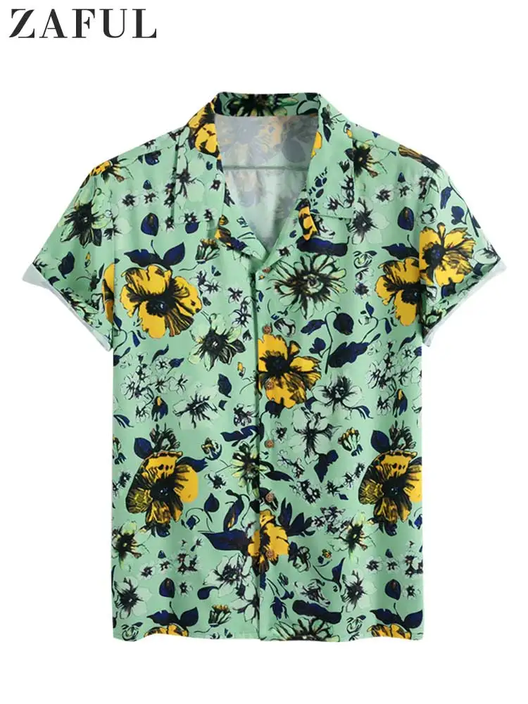 

Блуза мужская летняя с коротким рукавом и отложным воротником, Z4956448