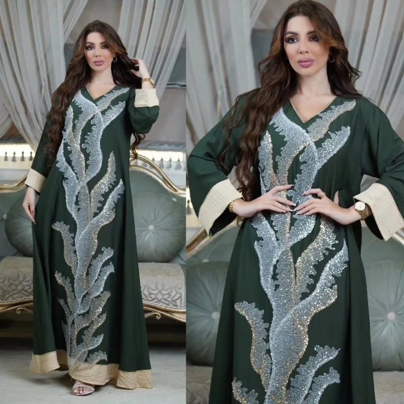 

Luxury Middle East Muslim Dress for Women Eid Arabic Dubai Abaya Islamic Party Jalabiya Turkey Dresses Moroccan Kaftan Robe