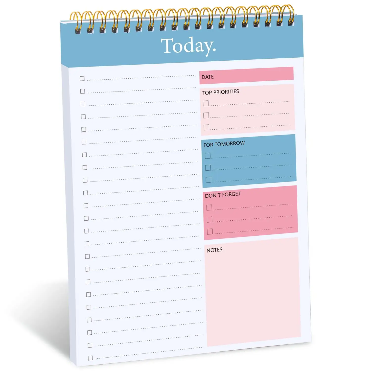 Daily To Do Planner Undated Task Checklist Organizer with Today's Goals, Notes, Spiral Agenda Flexible Cover