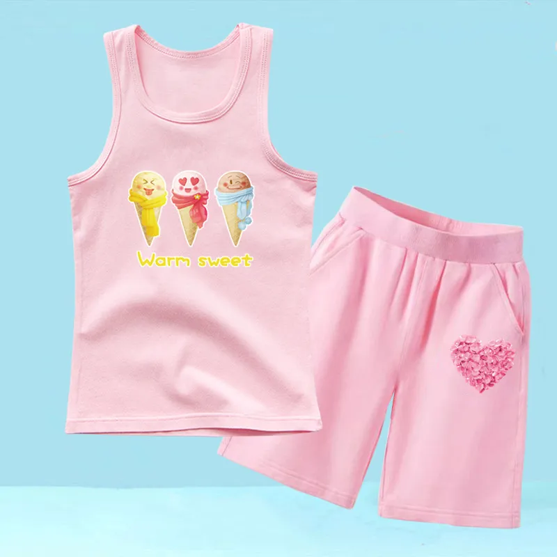 2 шт. футболка и шорты для девочек с принтом авокадо/арбуза