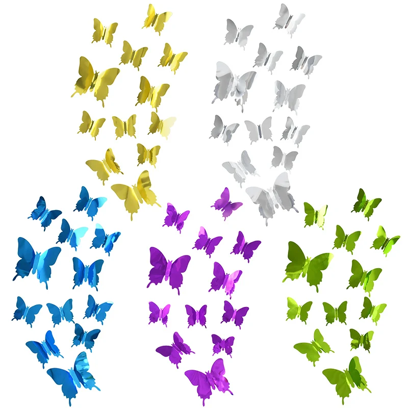 

12Pcs Mixed Sizes 3D Butterfly Wall Sticker for Wedding Decoration Magnet Butterflies Fridge Stickers Kids Rooms Home Decor