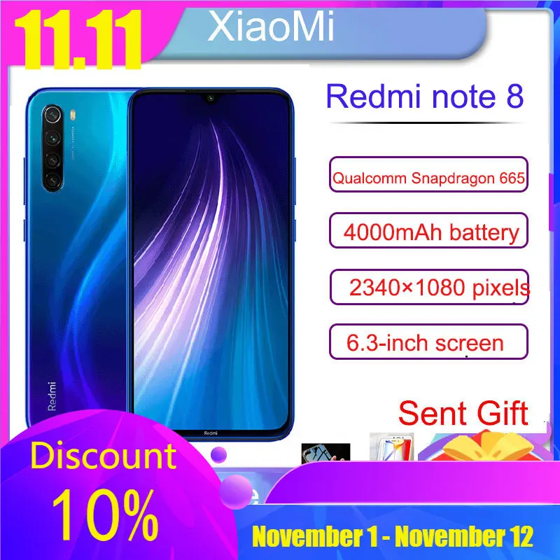 

Xiaomi Redmi Note 8 Smartphone Snapdragon 665 Octa Core 6.3" 4000mAh 48MP Cellphones hot sales