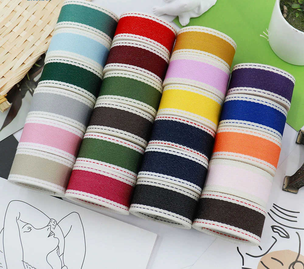 

5 Yards Candy Plain White Border Dotted Line Ribbon for Bow DIY Handmade Jewelry Decoration Gift Wrapping Pet Leash
