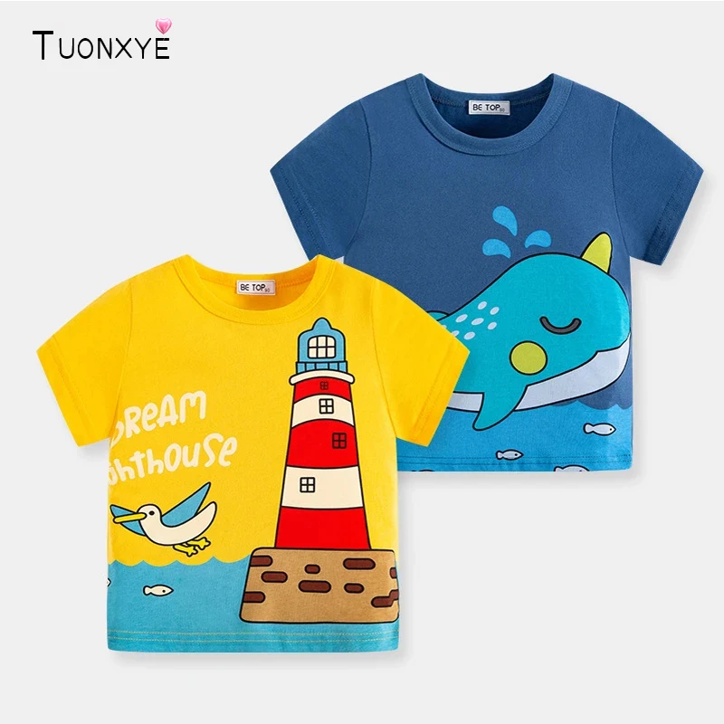 Детская футболка с коротким рукавом TUONXYE летняя хлопковая Футболка круглым