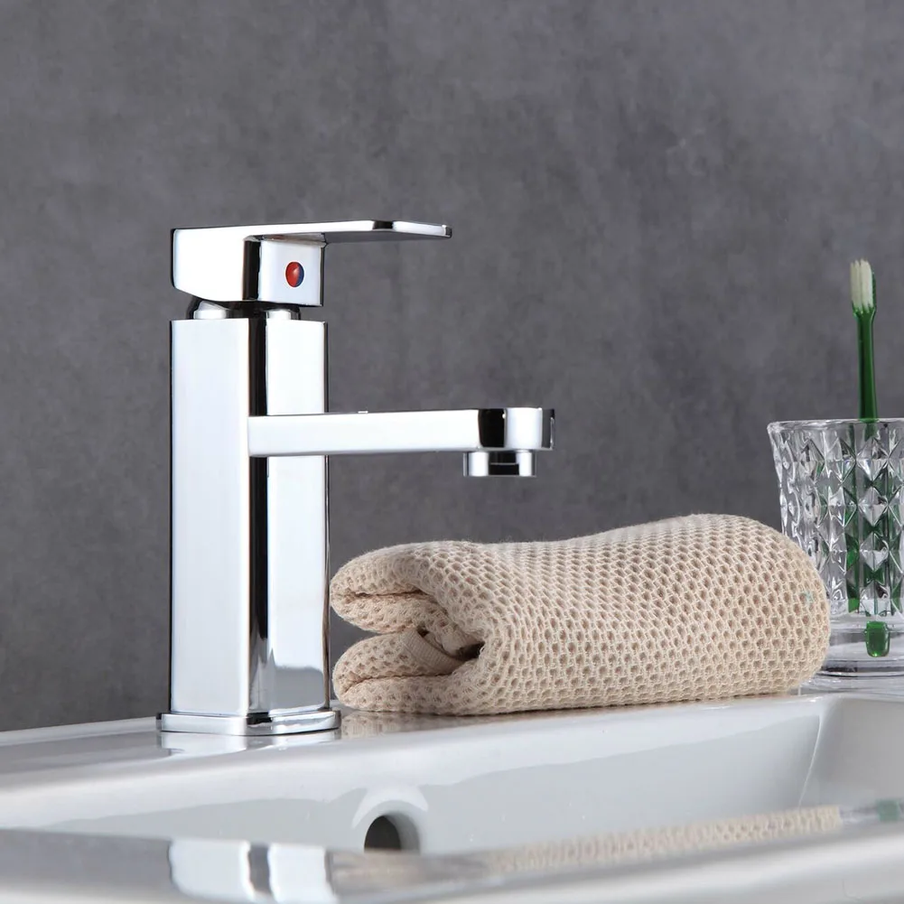 

Sink Counter Waterfall Bathroom Tap Hot Cold Mixer Tap Basin Mixer Tap Chrome Square Mono Faucet Bath Accessories