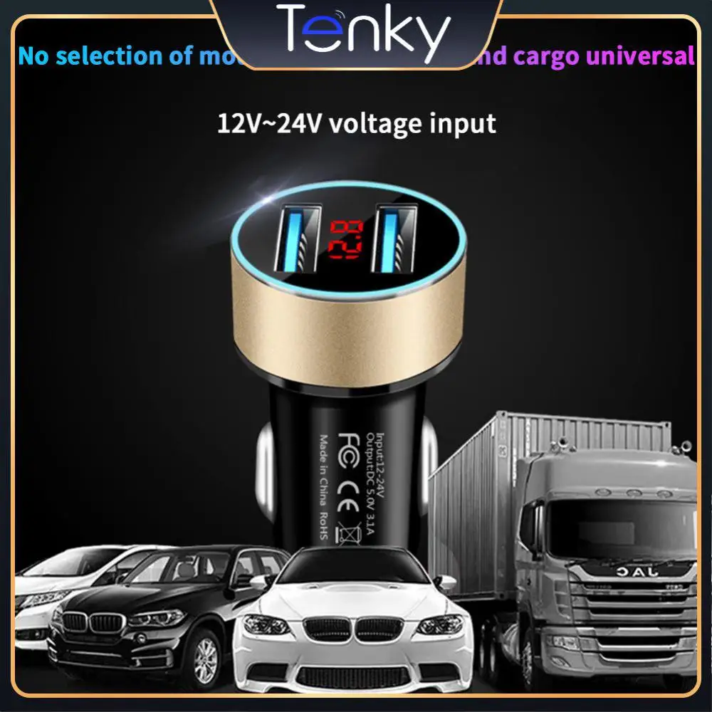

Qc3.0 Car Charger Adapter Fast Charge One Drag Two Pd Digital Display Car Charger Dual Usb Car Accessories Cigarette Lighter