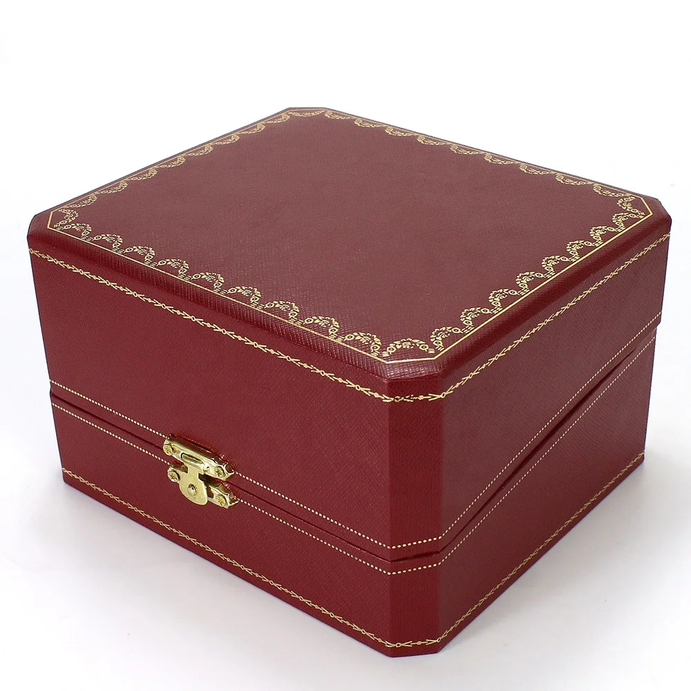 Full set Watch Red Box New Square Original Red box For CRTer Watches Box Whit book Card Tags And Papers In English