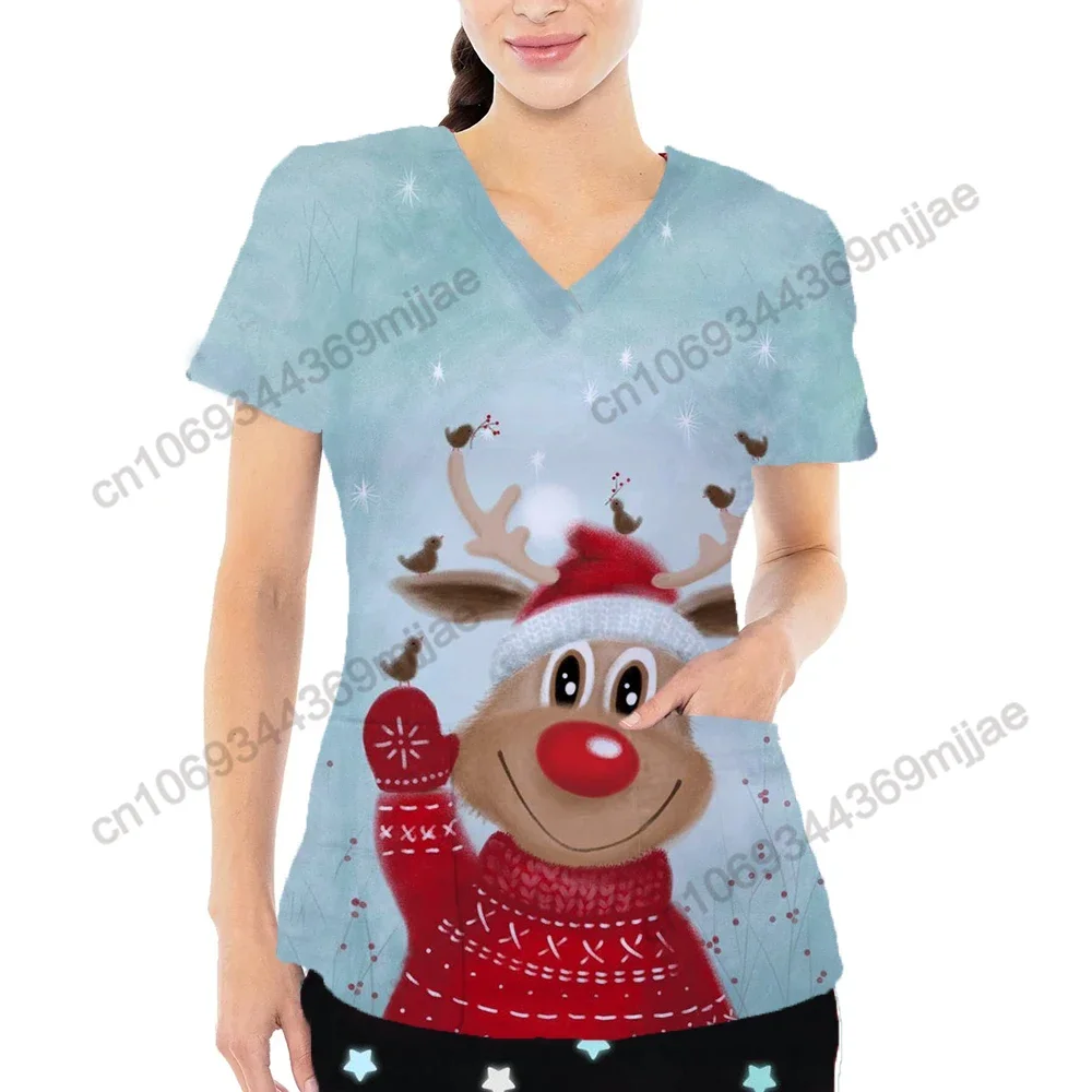 Женская футболка с V-образным вырезом карманами