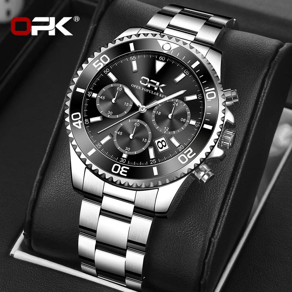 

OPK 8136 Quartz Watch For Men Waterproof Luminous Calendar Chronograph Men's Watches 42mm Dial Coated Mirror Man Hand Clock