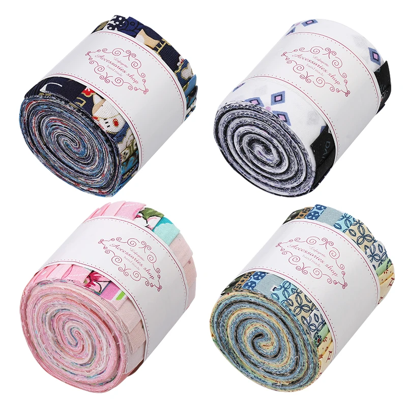 Dailylike 10pcs /roll Cotton Sewing Fabric Quilting Jelly Roll Strips Fabric Strip Patchwork Cloth for Patchwork Needlework