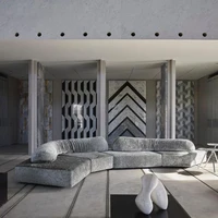 U Shaped Sectional Grey Couch Set Stylish 8 Seater Corner living room Sectional Velvet Sofa