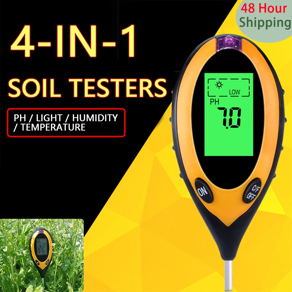 

Lcd Display Soil Ph Tester 4 In 1 Sunlight Tester Digital Moisture Acidity Tester For Gardening Plants Farming With Blacklight