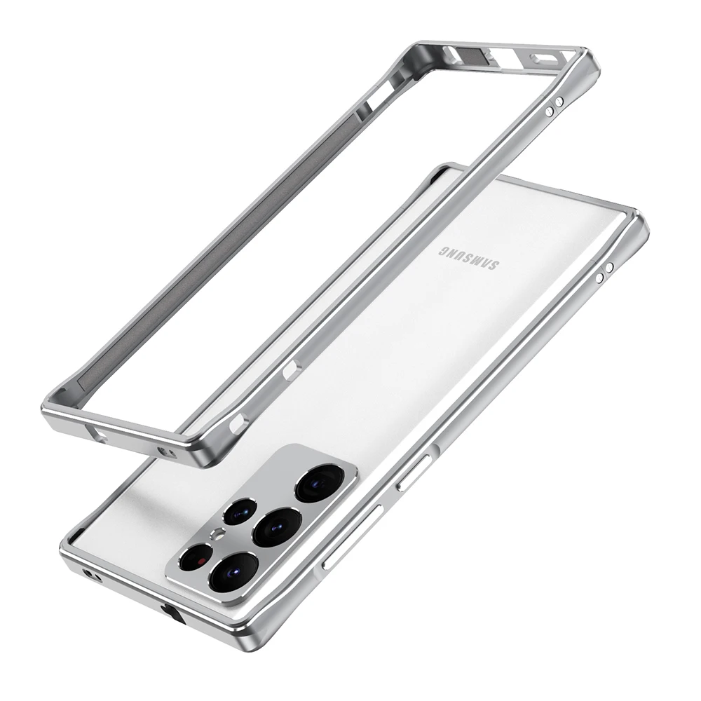 Cena Luksusowa Skórka Do Samsung Galaxy S22 Ultra Case Plus S21 Aluminiowa Metalowa Rama Zderzaka Slim Ochronna Osłona Telefonu + Osłona Obiektywu