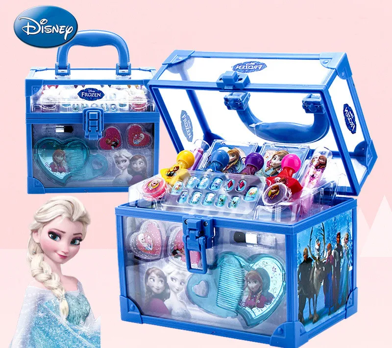 

[Disney] Kids Cosmetics Frozen princess necklace lipstick eye shadow blush nail polish for kids play house toys for girls gift