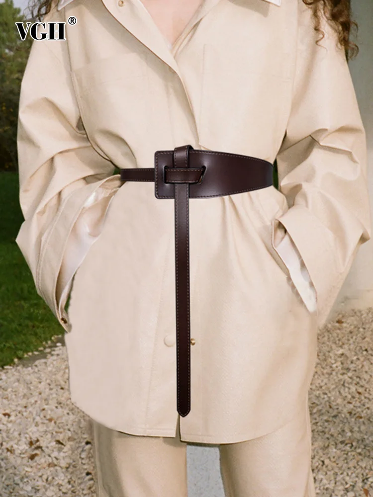 

VGH Korean Style Oversized Fashionable Belt For Women Solid Casual Minimalist Belts Female Fashion New Accessories 2022 Clothing