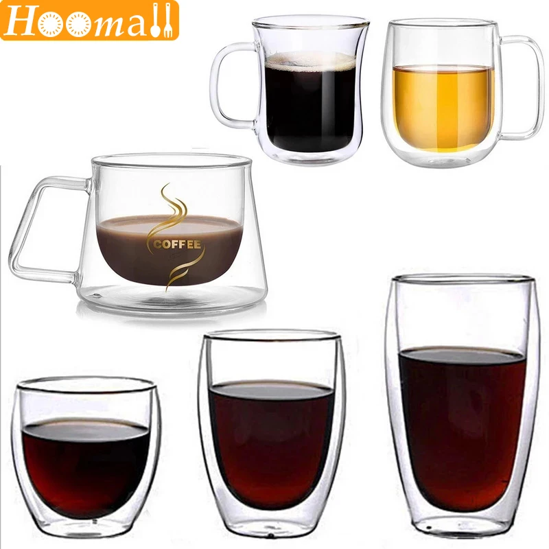 Стеклянные кофейные/чайные чашки и кружки с двойными стенками пивные кофейные