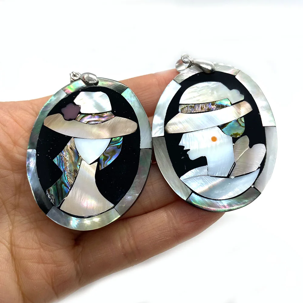 

Натуральная ракушка Красивая голова ожерелье кулон 43x53 мм Abalone оболочка искусственная кожа ожерелье серьги аксессуары