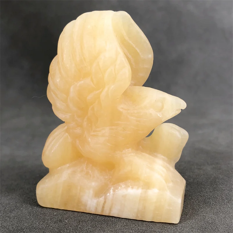 

6x5cm Natural Yellow Calcite Crystal Eagle Carving Polished Quartz Healing Stones Gemstones For Home Decorations 1pcs