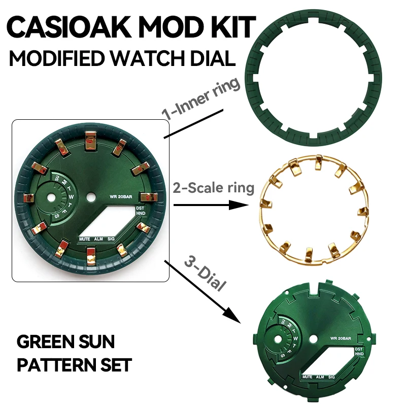 Casioak MOD Kit Modified Watch Dial Plate Face Scale Chapter Ring Watch Lume For Casio GSHOCK GA2100 GA2110 GA-2100 Accessories