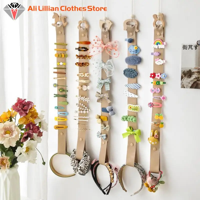 

Милые деревянные детские заколки для волос с животными, подвесной держатель, Шпилька для волос для принцессы и девушки, ободок, органайзер для украшений, настенное украшение