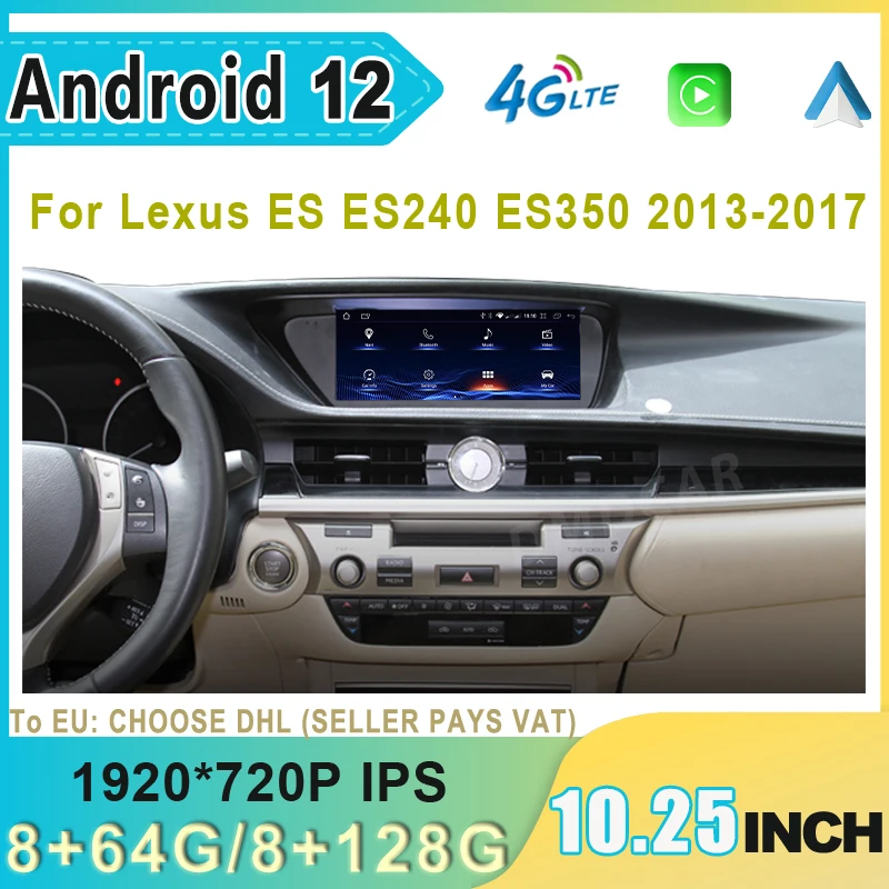 

128GB Stereo Android 12 Car Radio For Lexus ES240 ES250 ES350 ES300h 2013-2017 ES Multimedia Video Player CarPlay Autoradio
