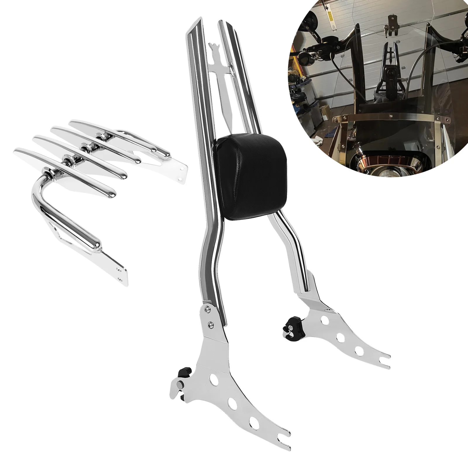 Фото Съемная спинка для мотоциклов Sissy Bar с багажником для Harley Breakout 114 FXBR 2013-2025 Fat Boy 114 FLFBS 2018-2025 №1