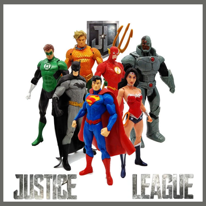 

Anime Dc Justice League Action Figures 7 Pcs Superman Aquaman The Green Lantern Wonder Woman Cyborg Figurine Model Gifts Toys