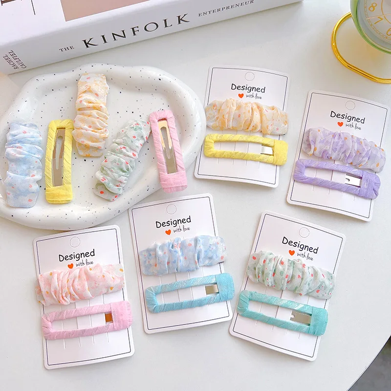 

2Pcs Girls Broken Flower Hairpin Simple Fold Small Fresh Hairpin Sweet College Style Student BB Clip Bangs Clip Hair Accessories