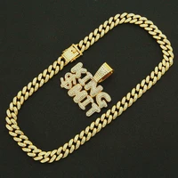hip hop iced out cuban chain bling diamond letter king rhinestone pendants mens necklaces charm gold jewelry