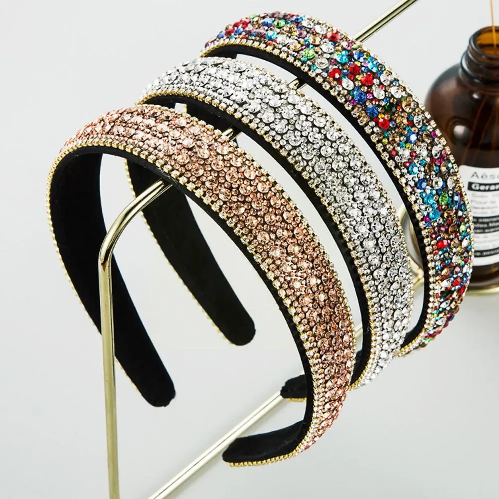 

Luxury Crystal Headbands Fashion Hair Hoop Bands Bezel Hair Colorful Hairbands Accessories Women Sponge Headdress Rhineston Q6R3