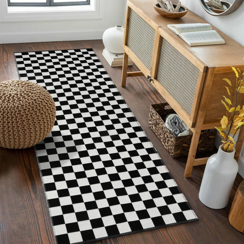 Черно-белый ковер VIKAMA в марокканском стиле с кристаллами для входа спальни офиса